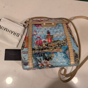 Brahmin Lighthouse Print Crossbody Bag with Gold Trim